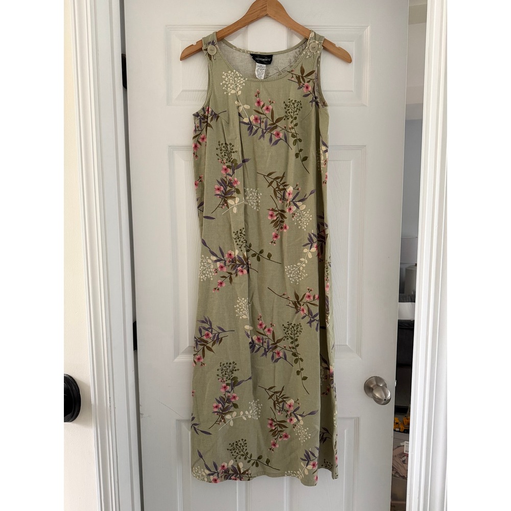 VTG Requirements Linen Floral Sleeveless Maxi Dress Cottage